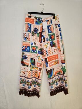 Sugarlips Stay Extra Tassel Trim Wide Leg Pants